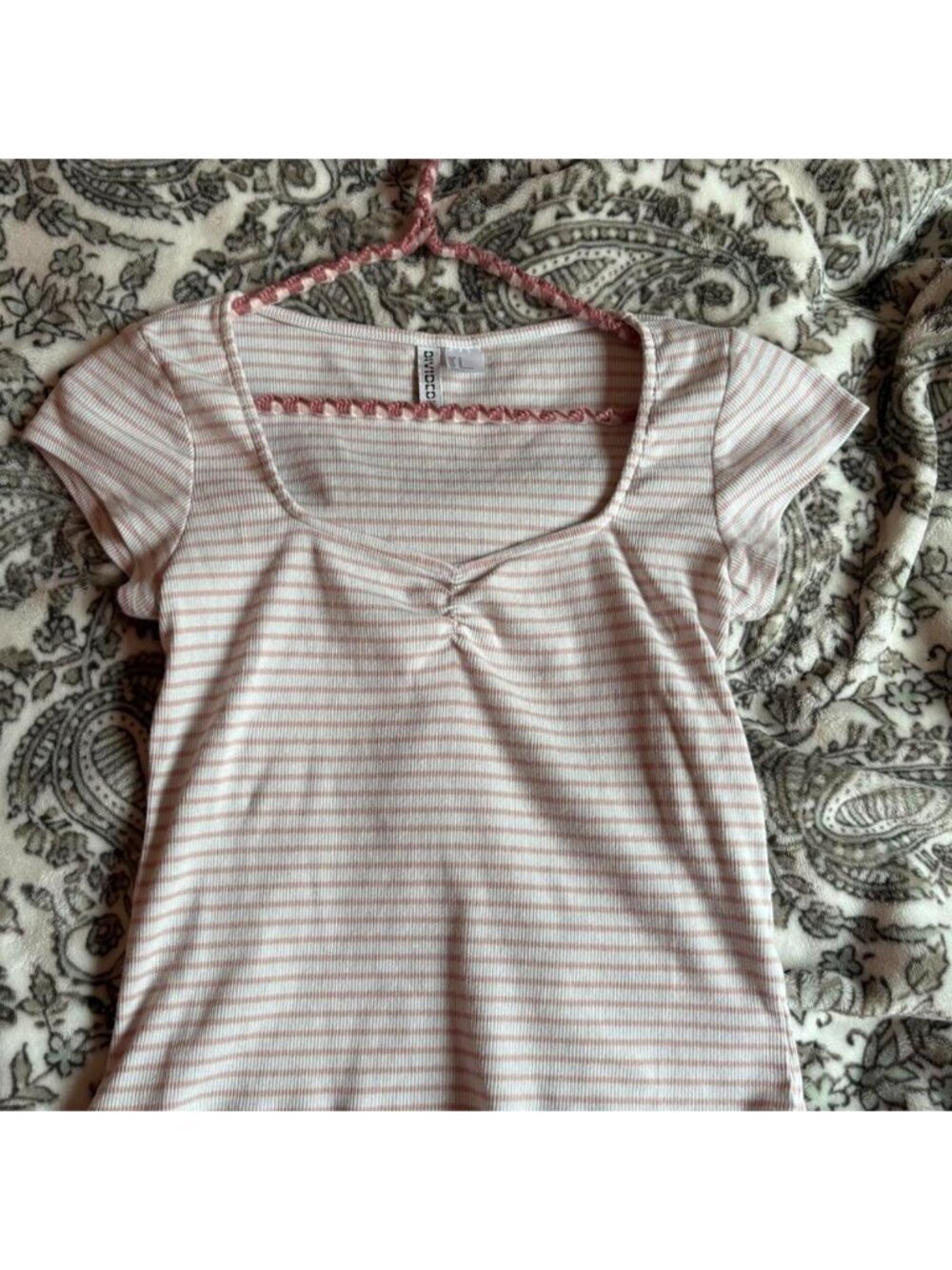 H&M pink & white striped crop top in a M #stripes #hm